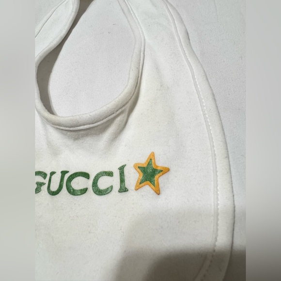 Gucci vintage baby cotton two-piece hat & bib with Gucci logo - Picture 9 of 11